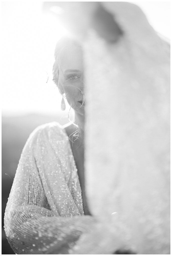 Minimalist Elopement Wedding Inspiration in the Luberon Valley, Provence bride backlit