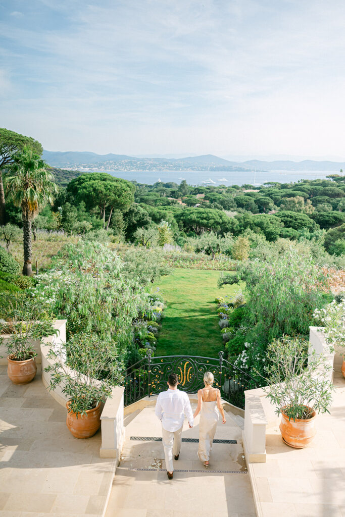 Engagement photo at Château de La Messardière in Saint-Tropez