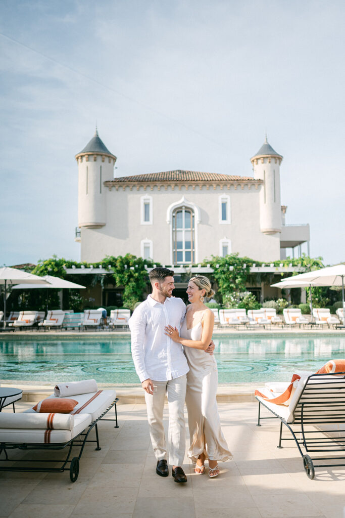 Engagement photo at Château de La Messardière in Saint-Tropez