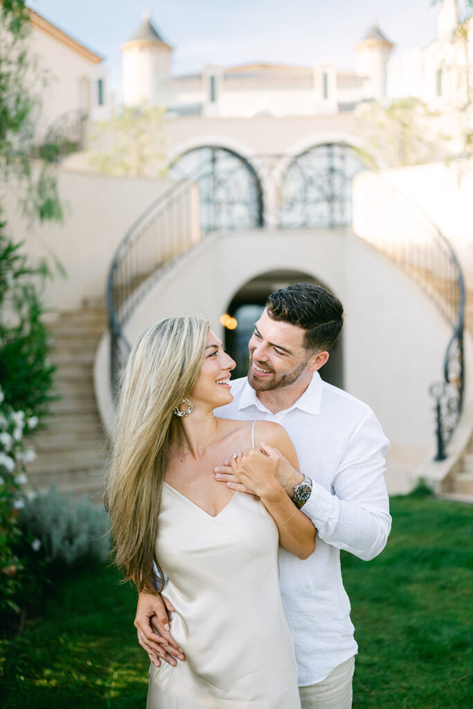 Engagement photo at Château de La Messardière in Saint-Tropez