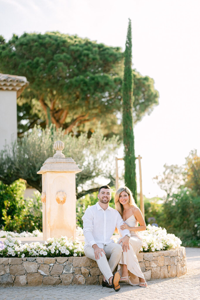 Engagement photo at Château de La Messardière in Saint-Tropez